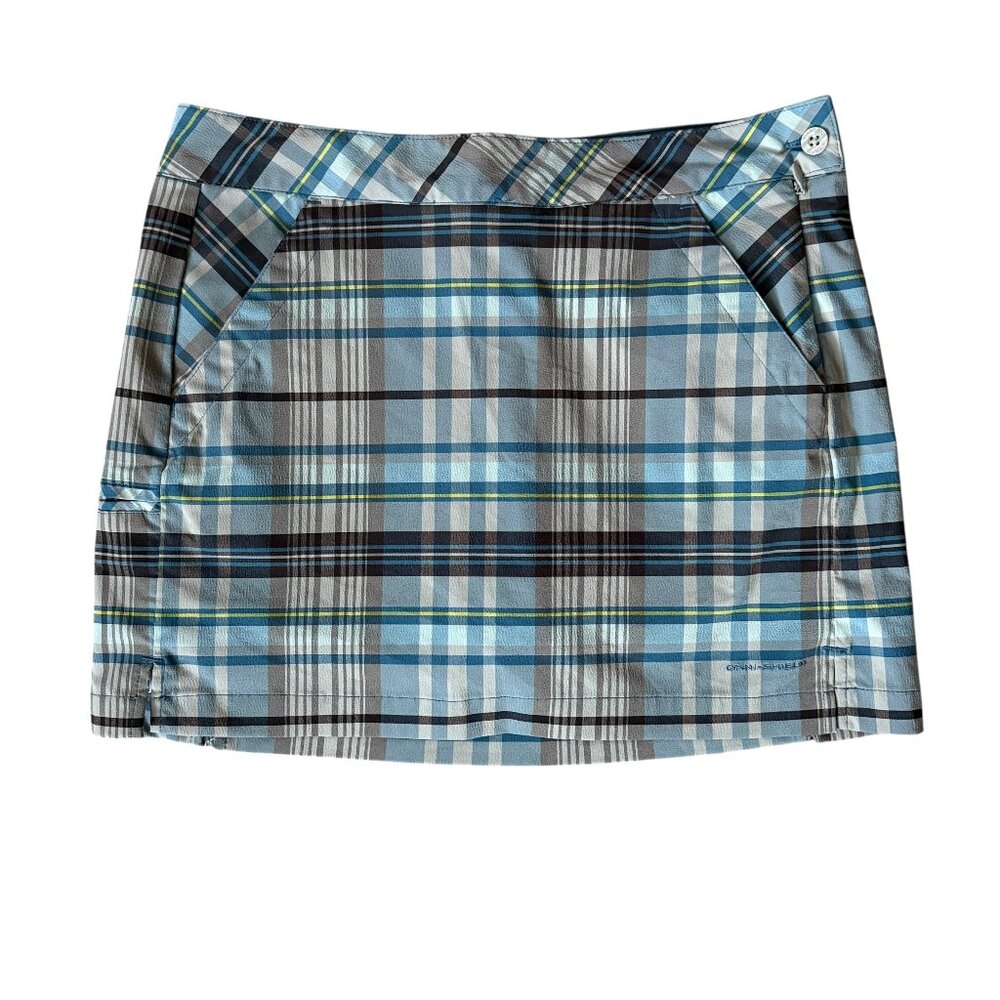 Columbia Titanium multi colored plaid skorts with pockets women's size 4